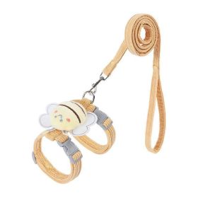 Small Cat Harness Wing Shaped Decorative Walking Vest Traction Rope Set (Option: Yellow-S)