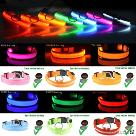 LED Adjustable Dog Collar Blinking Flashing Light Up Glow Pets Safety Waterproof (Color: Yellow, size: XL)